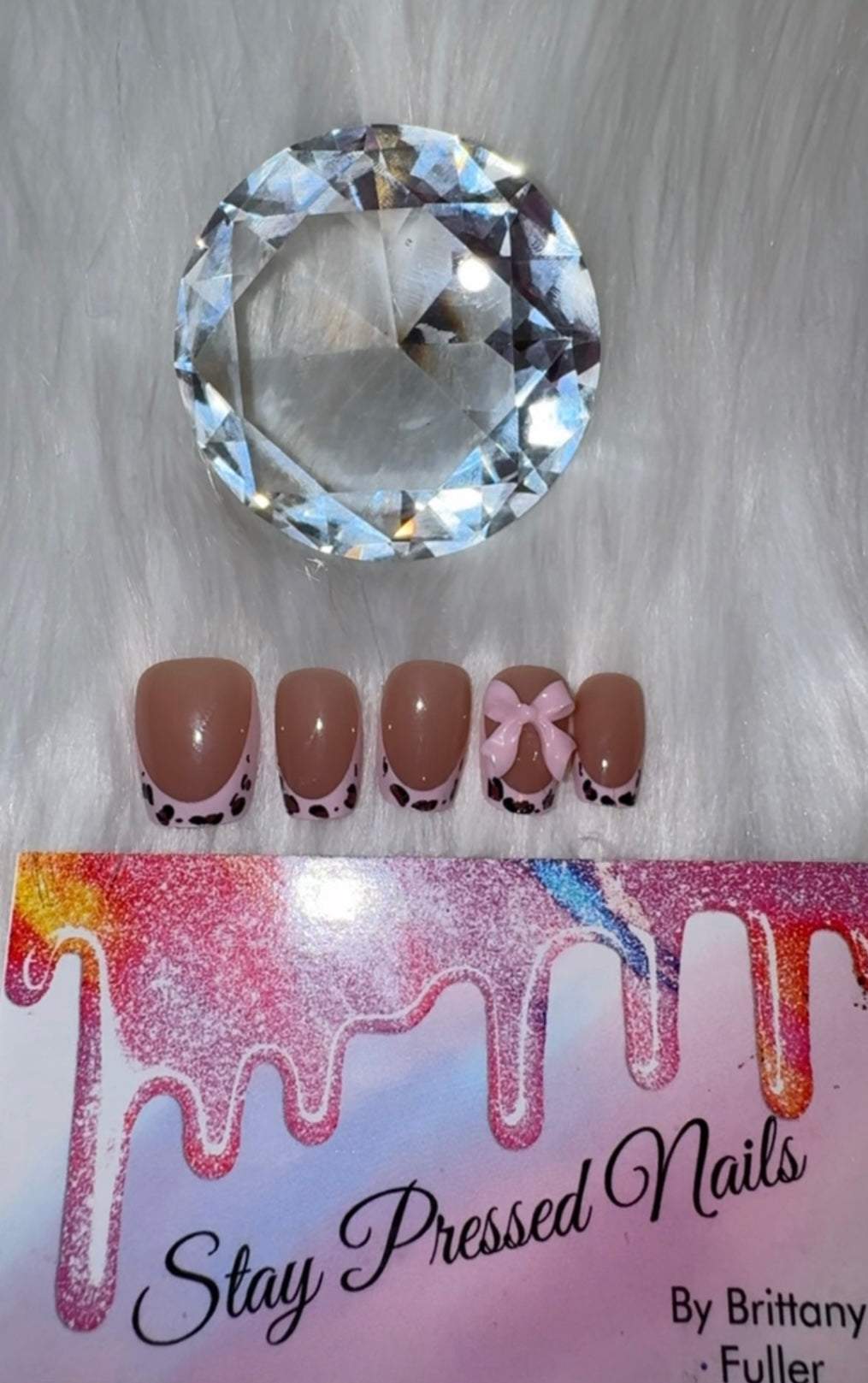 Extra Short Pink Cheetah Press On Nails size Medium