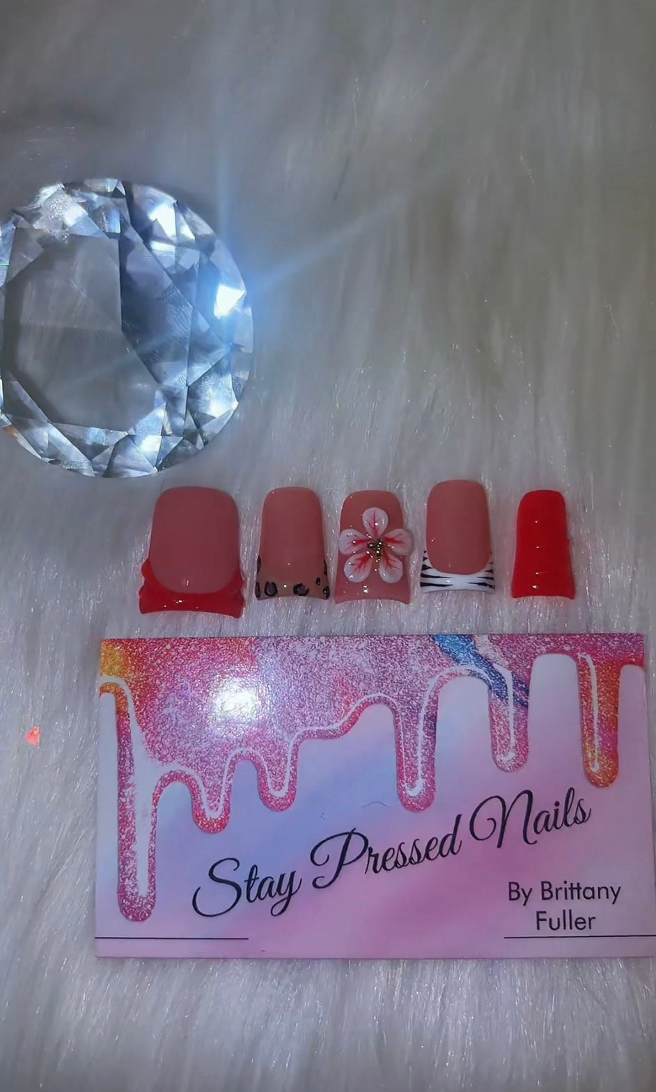 Red Duck Flower Nails Size Large