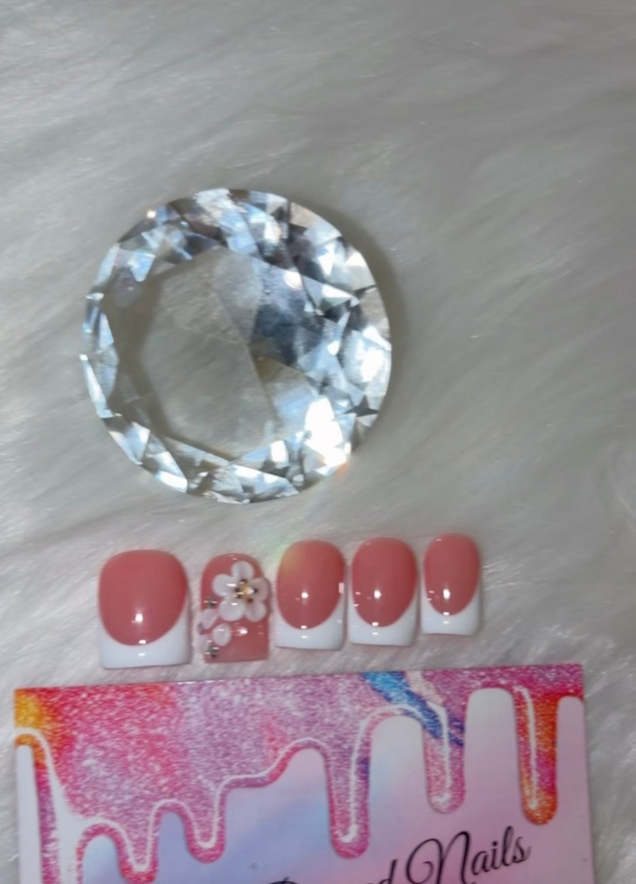 Flower French Tip Press On Nails Size Large