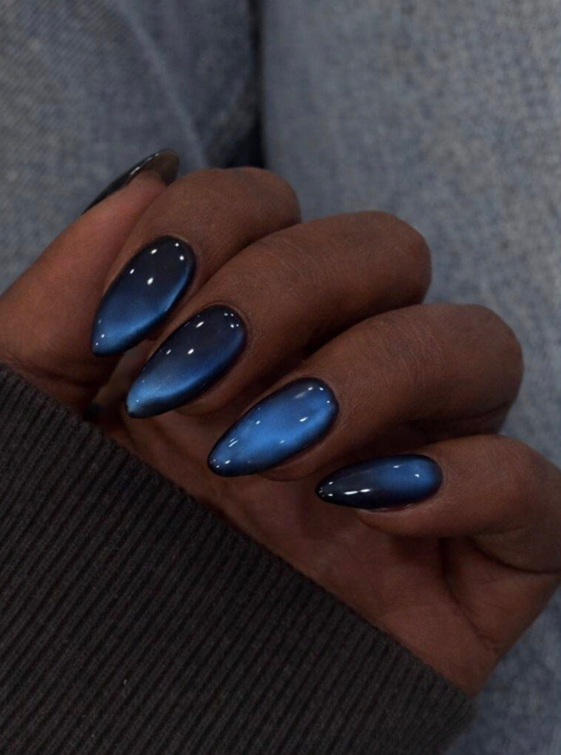 Blue Cat Eye Press On Nails