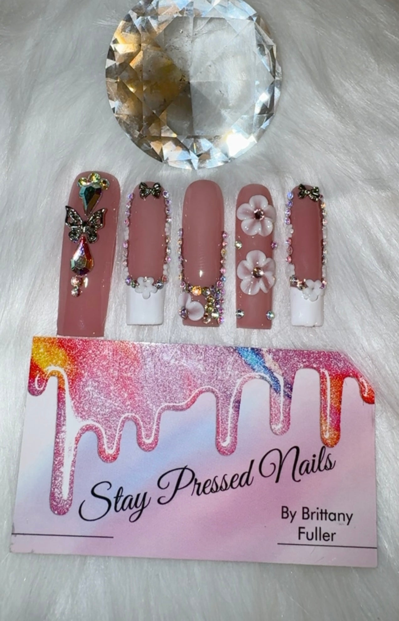 French Flower Child Press On Nails Large