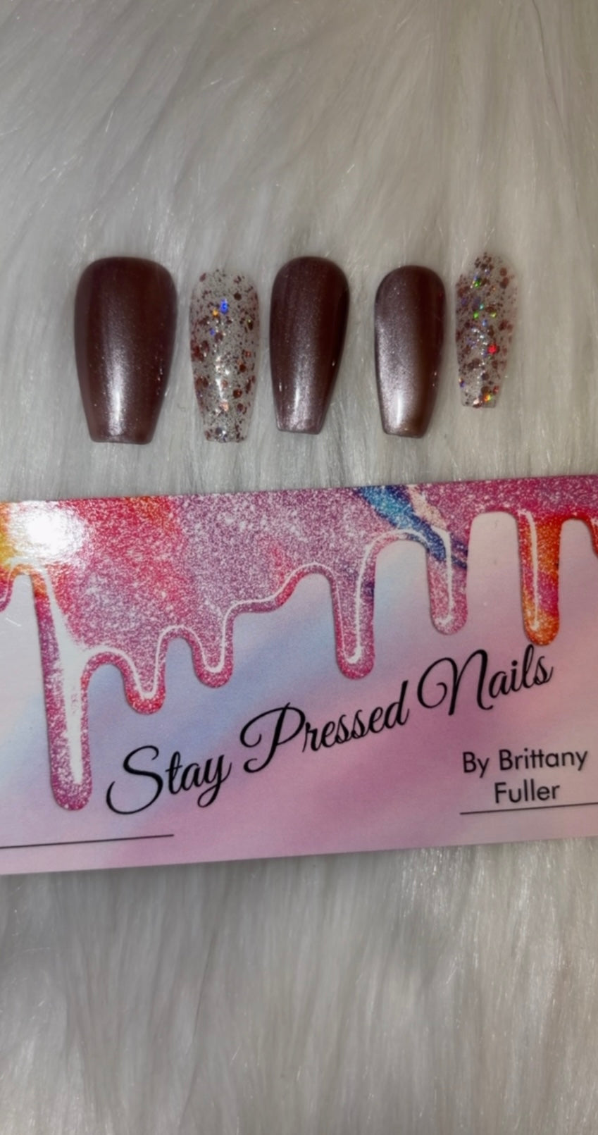 Cat Eye and Glitter Press On Nails Size Large