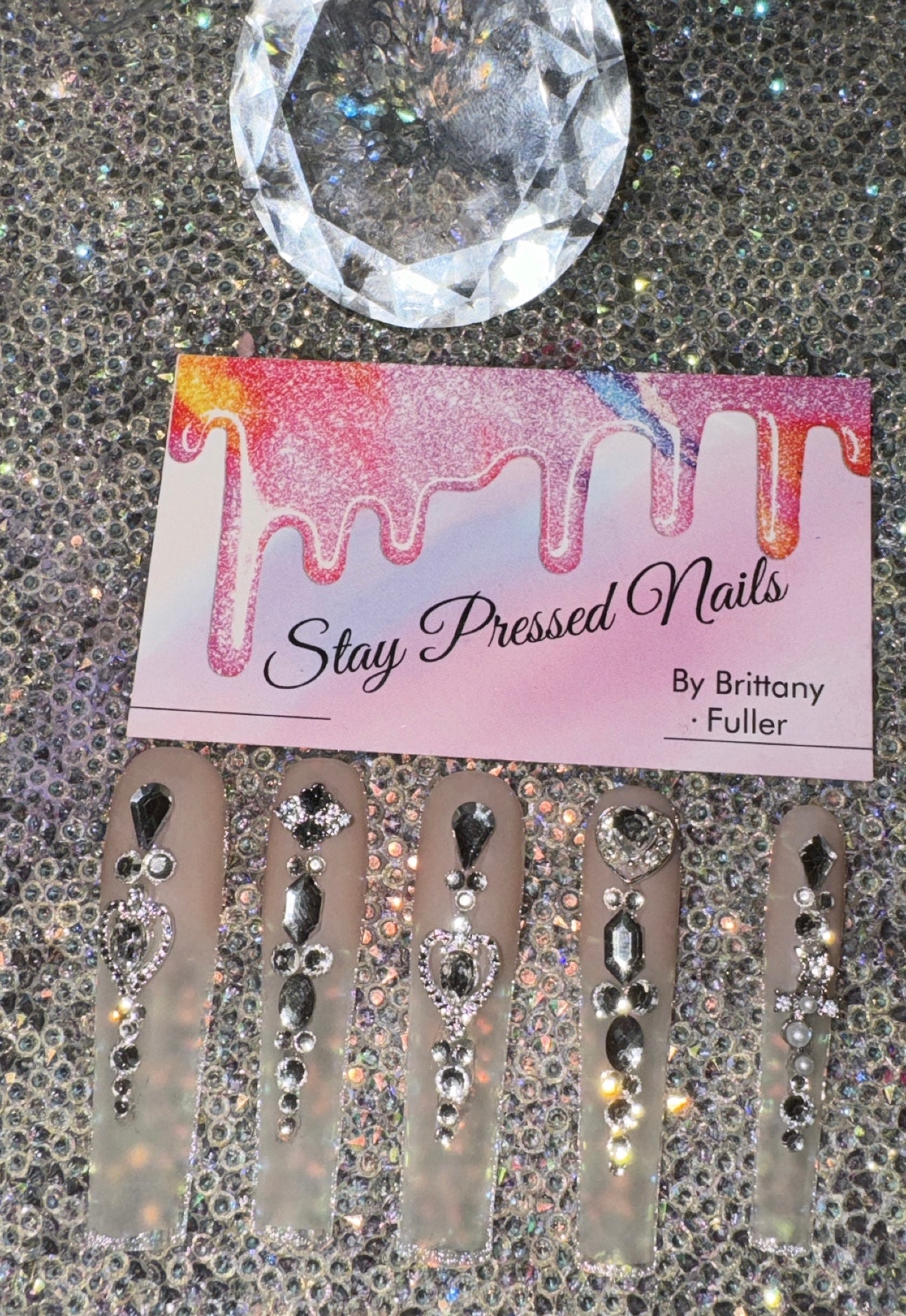 Nude White & Clear Ombre Bling Set
