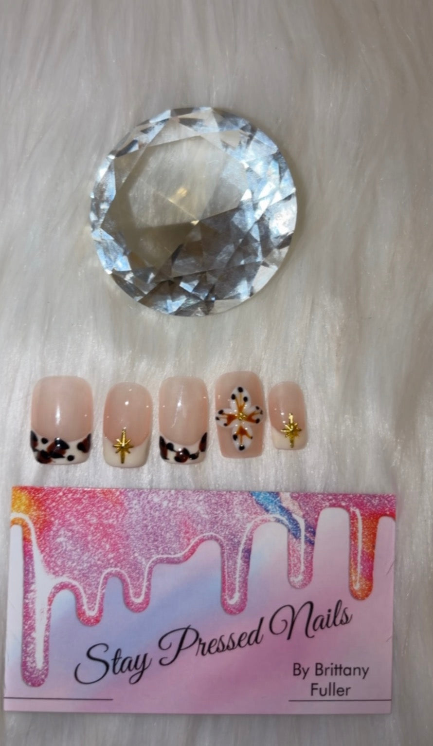 Black & Brown Short French Spotted Press On Nails Size Large