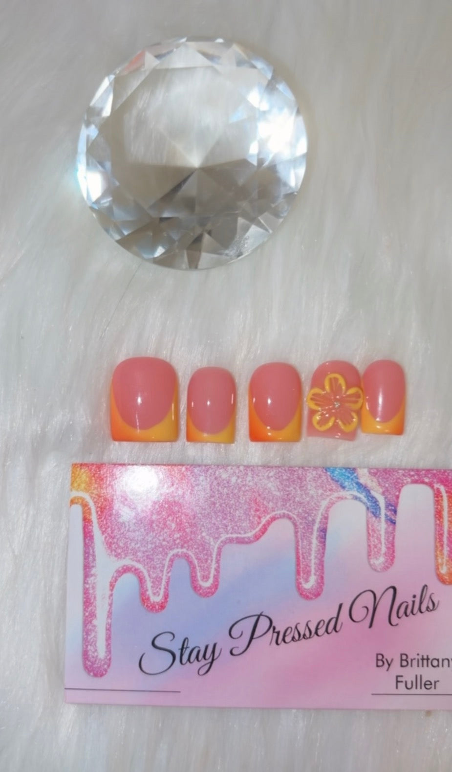 Yellow & Orange French Press On Nails Size Large