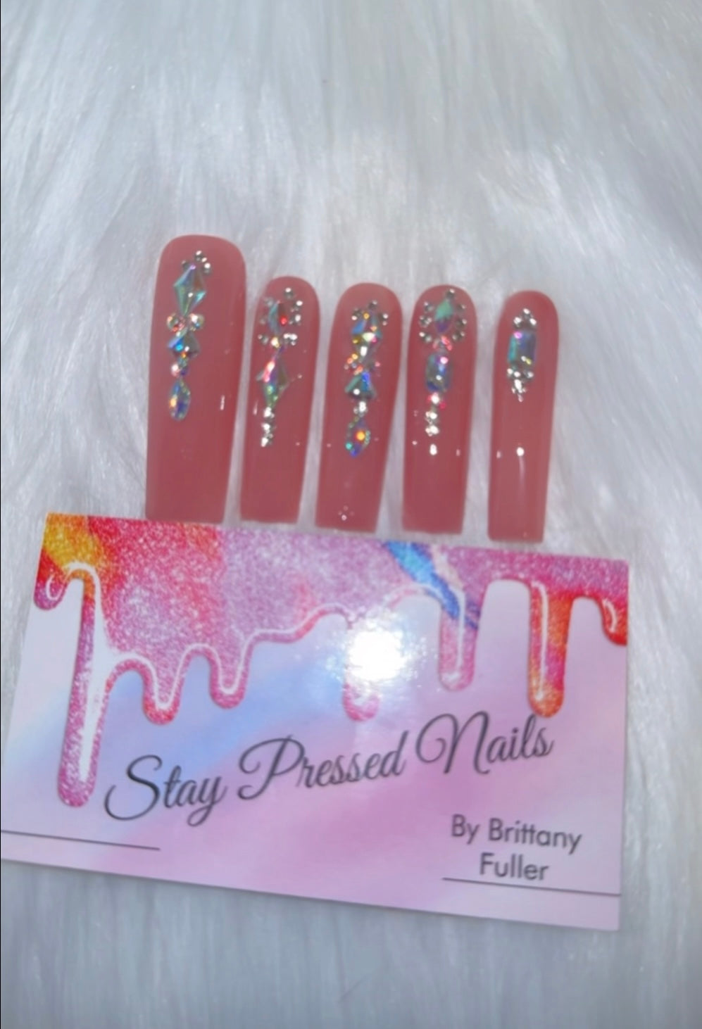 Pink Nude Bling Press On Nails