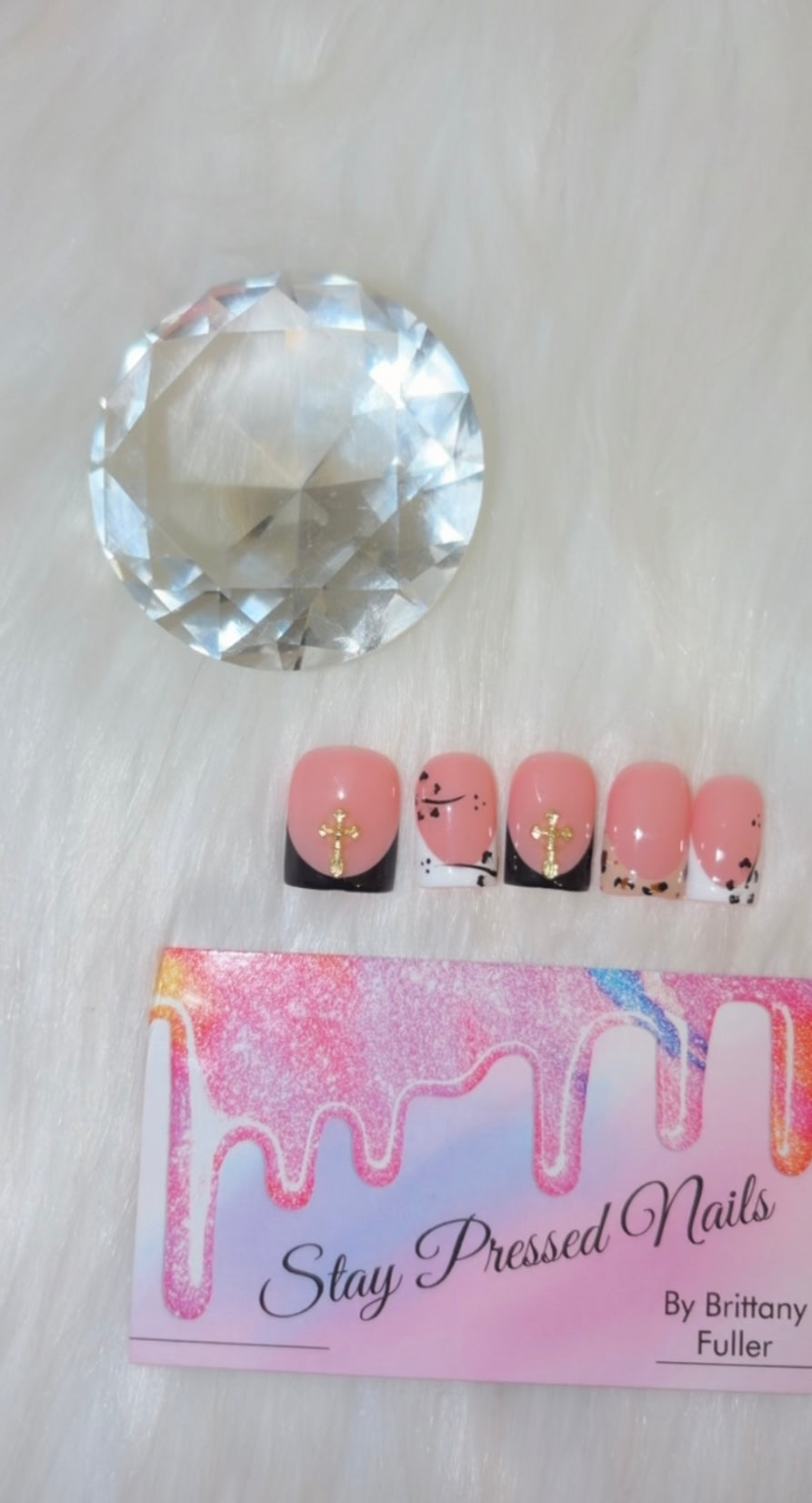 Black & White French Press On Nails Size Large