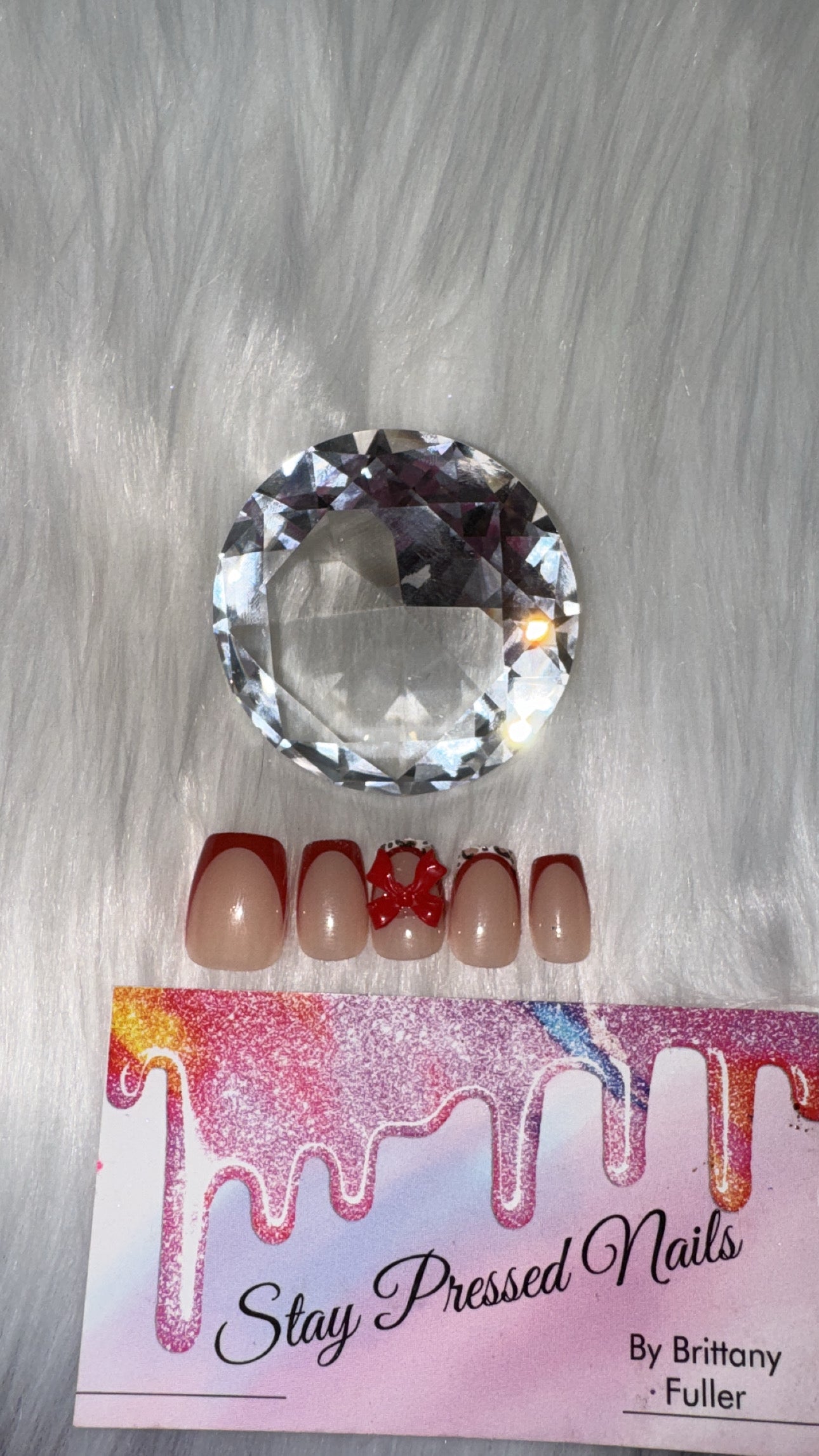 Extra Short Red Cheetah Press On Nails size Medium
