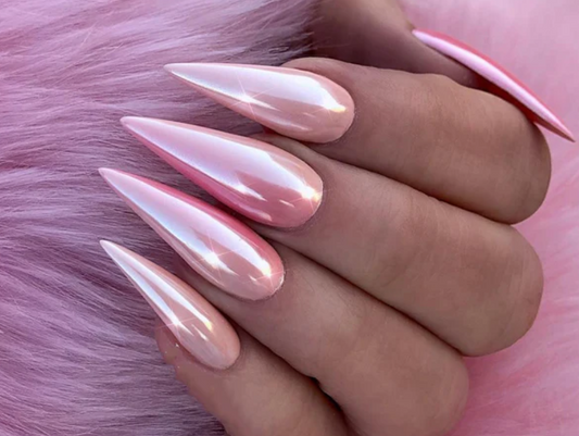 Pearly Pink Stiletto Press On Nails