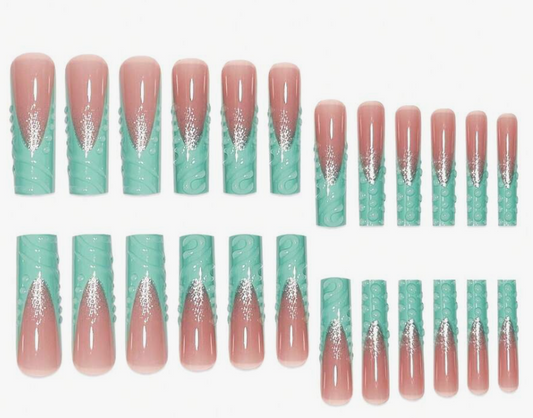 Mint Green 3D Abstract Nails
