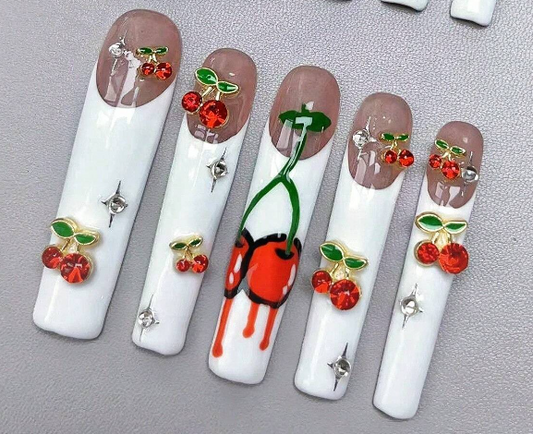 French Cherry Press On Nails SIZE LARGE
