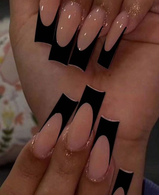 Long Black French Press On Nails