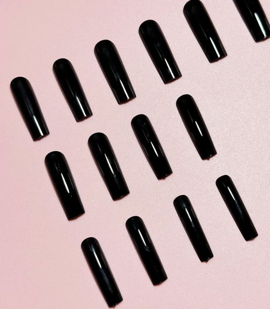 Black XL Square Press On Nails