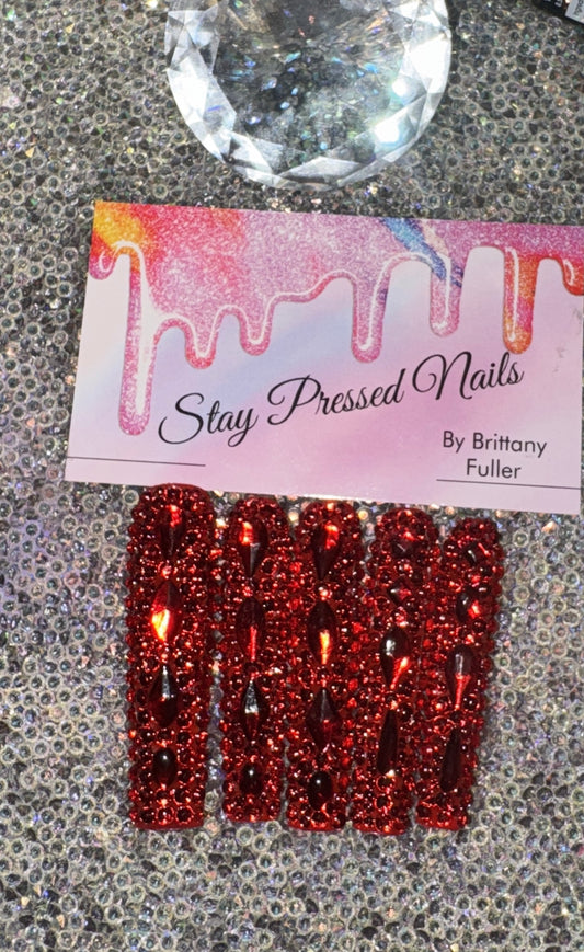 Lady in Red Press On Nails Size Large