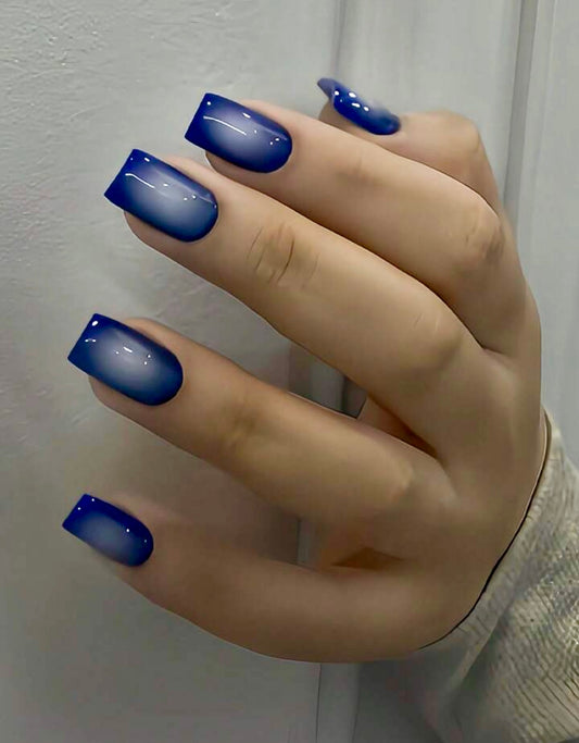 Blue and White Airbrush Aura Press On Nails