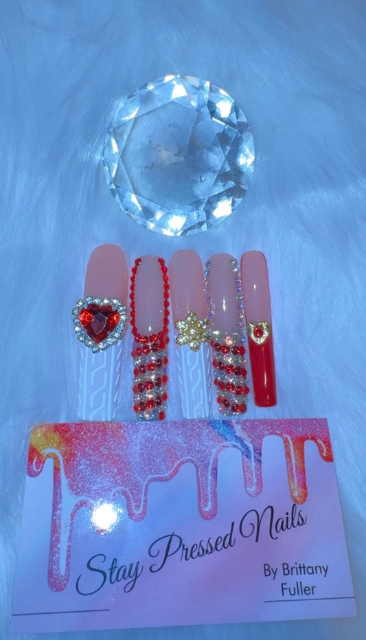 Holiday Heart Press On Nails