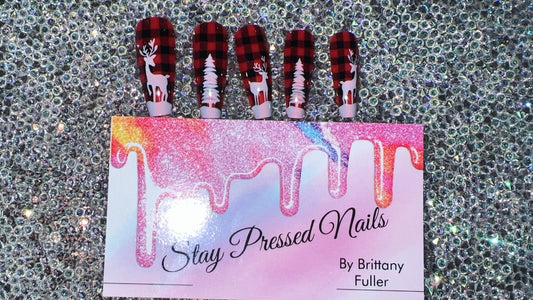 Plaid Christmas Press On Nails