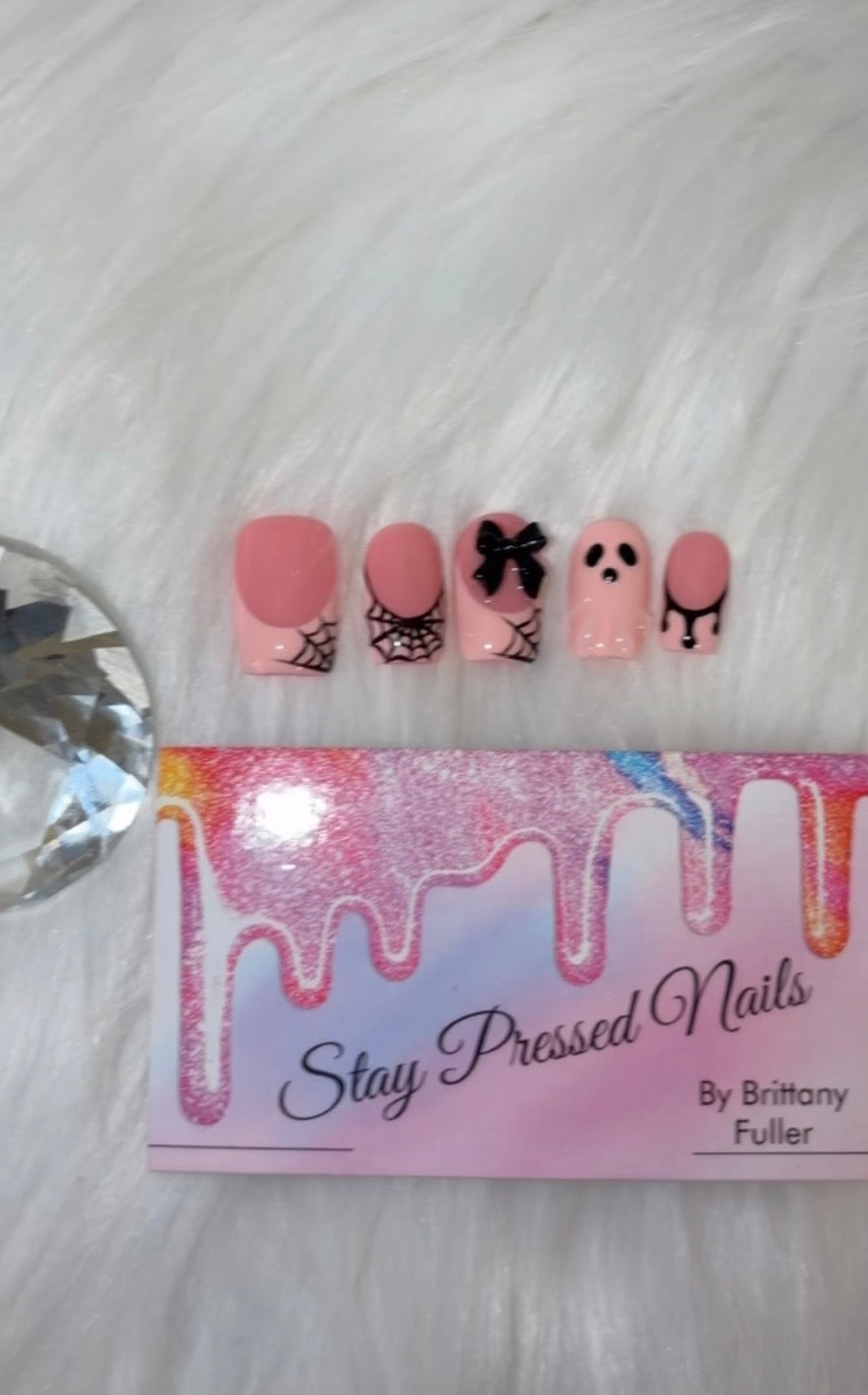 Pinky Halloween Nails Size Medium