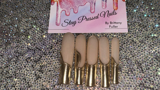 Gold Abstract French Press On Nails Size LARGE