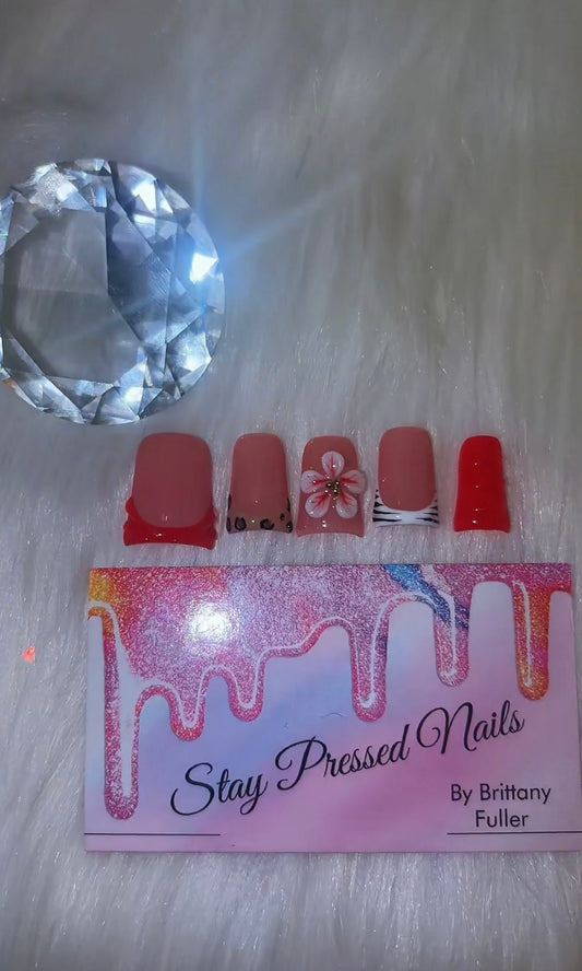 Red Duck Flower Nails Size Large