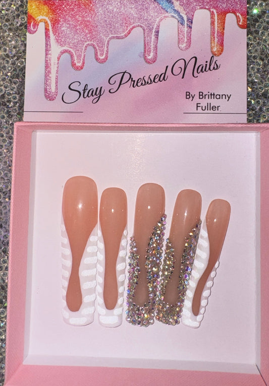 Wavy Croc & Rhinestone Press On Nails (As seen on TikTok)