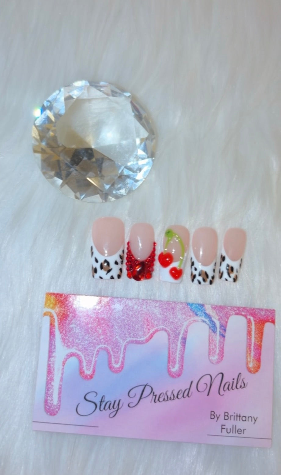 3D Cherry Spotted Nails Size Medium