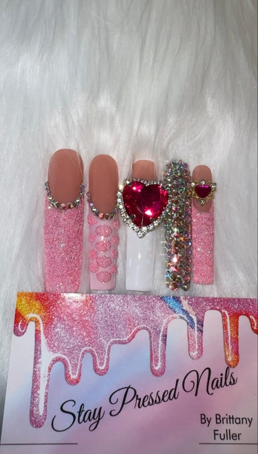 Pink Lover Girl Press On Nails Size LARGE