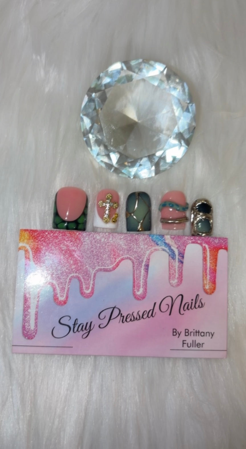 Green Slime 🐍 Press On Nails Size Large