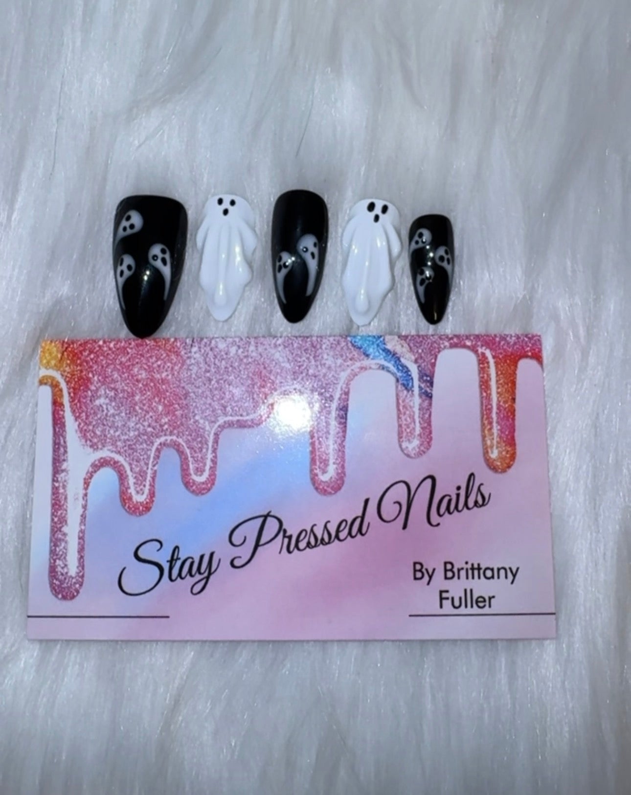 Halloween My Boo Press On Nails Size Medium (Ready to Ship)