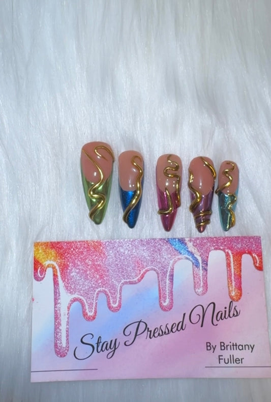 Chrome 3D Press On Nails Size Large