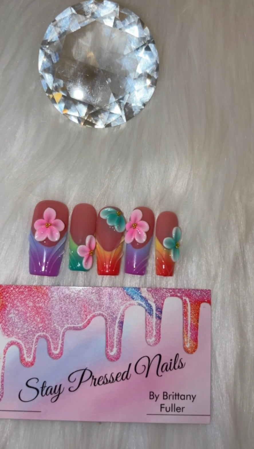 Tutti-Frutti Florals Press On Nails Size Large