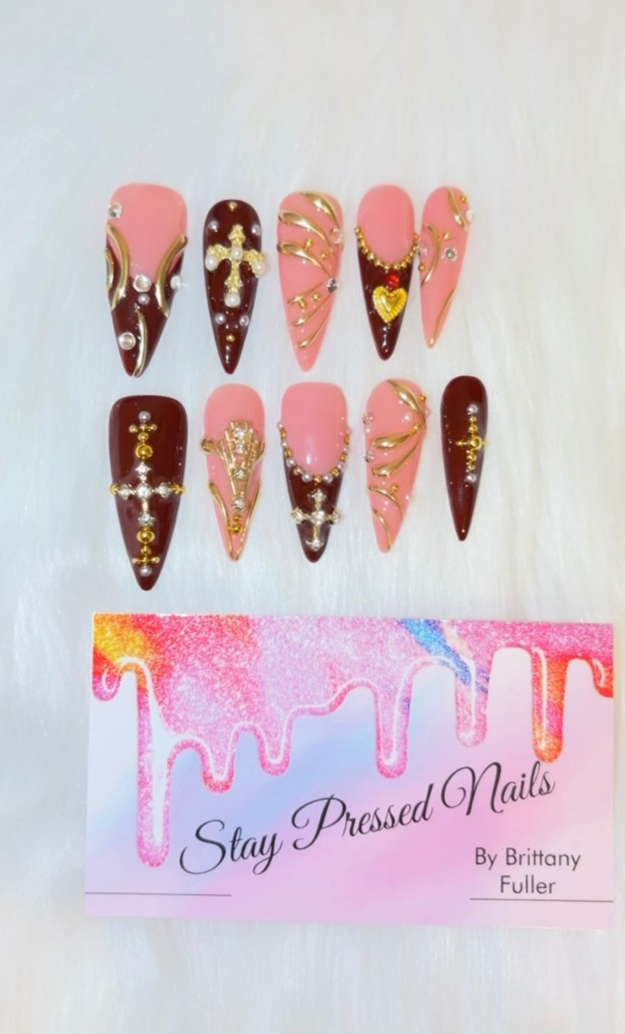 Stiletto Brown Gothic Press On Nails Size Large