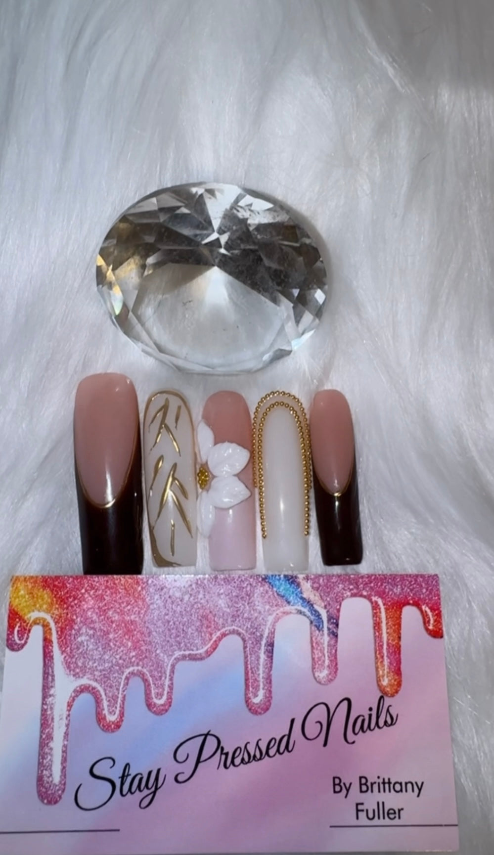 XXL French Flower Press On Nails Size Large