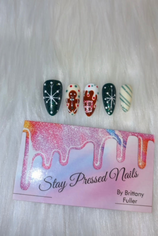 Gingerbread Man Christmas Press On Nails Size Medium