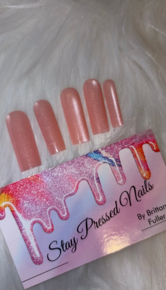 XL Square Pink Cat Eye Press On Nails