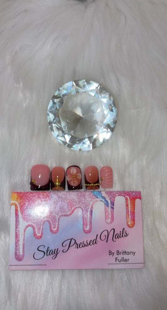 Mocha Bloom Press On Nails Size Medium