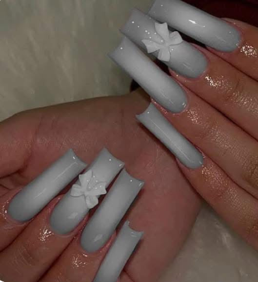 Grey & White Airbrush XXL Press On Nails