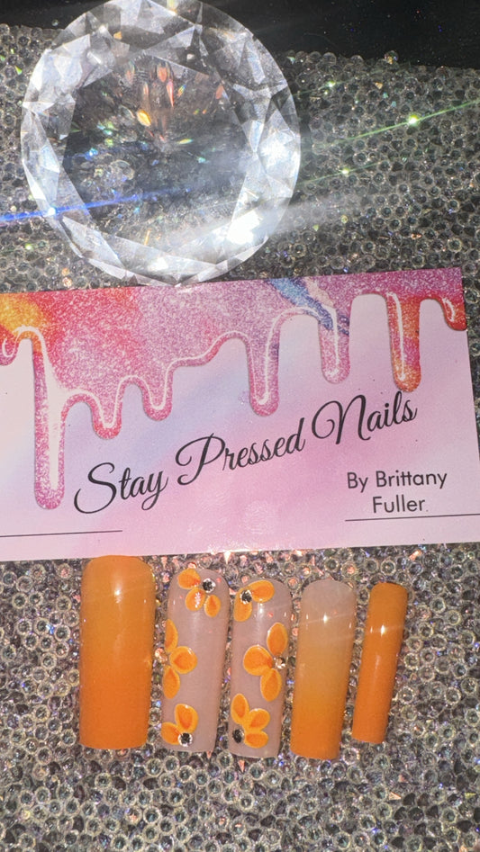 Orange Ombré Crush Press On Nails