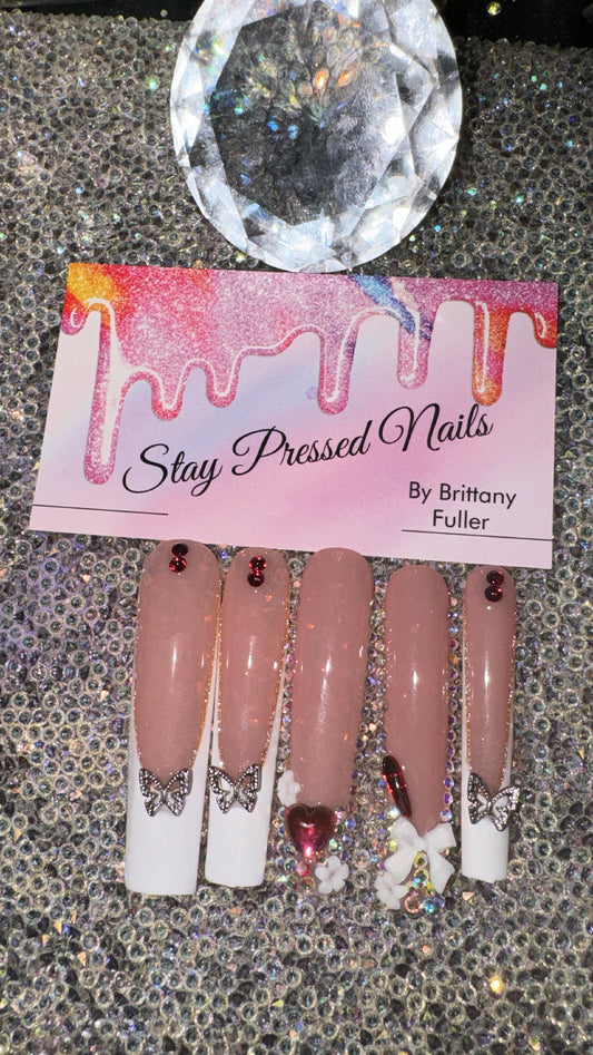 Butterfly Heart Press On Nails Size LARGE