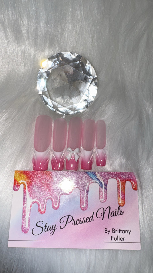 Sheer Pink Ombre Press On Nails Size  Medium