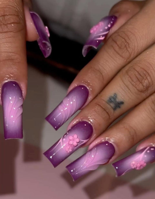 Pink & Purple 3D Aurora Press On Nails