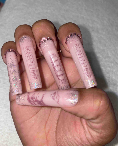 Pink Money Press On Nails