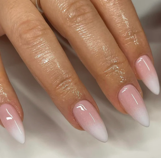 Pink & White Ombre Almond Nails