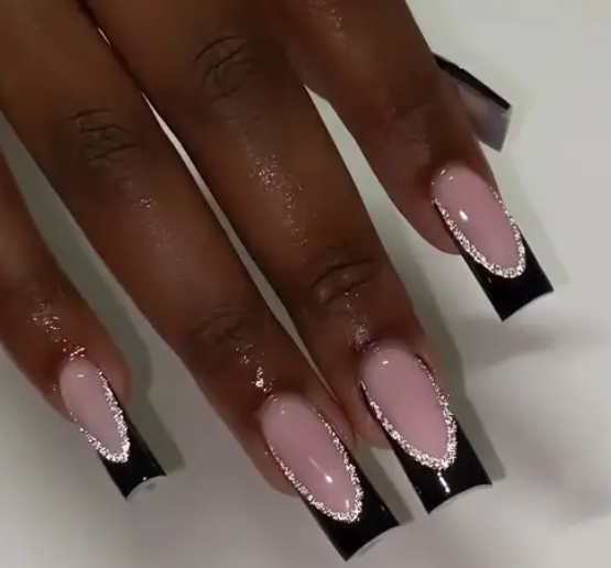 French & Reflective Press On Nails
