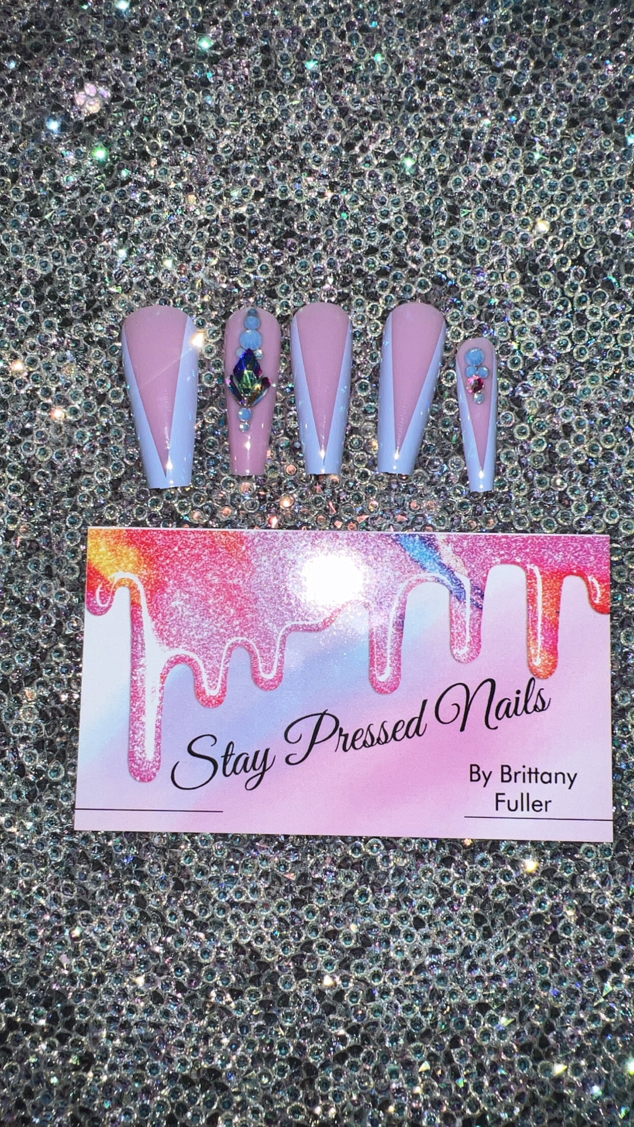 Pink & Blue French Press On Nails