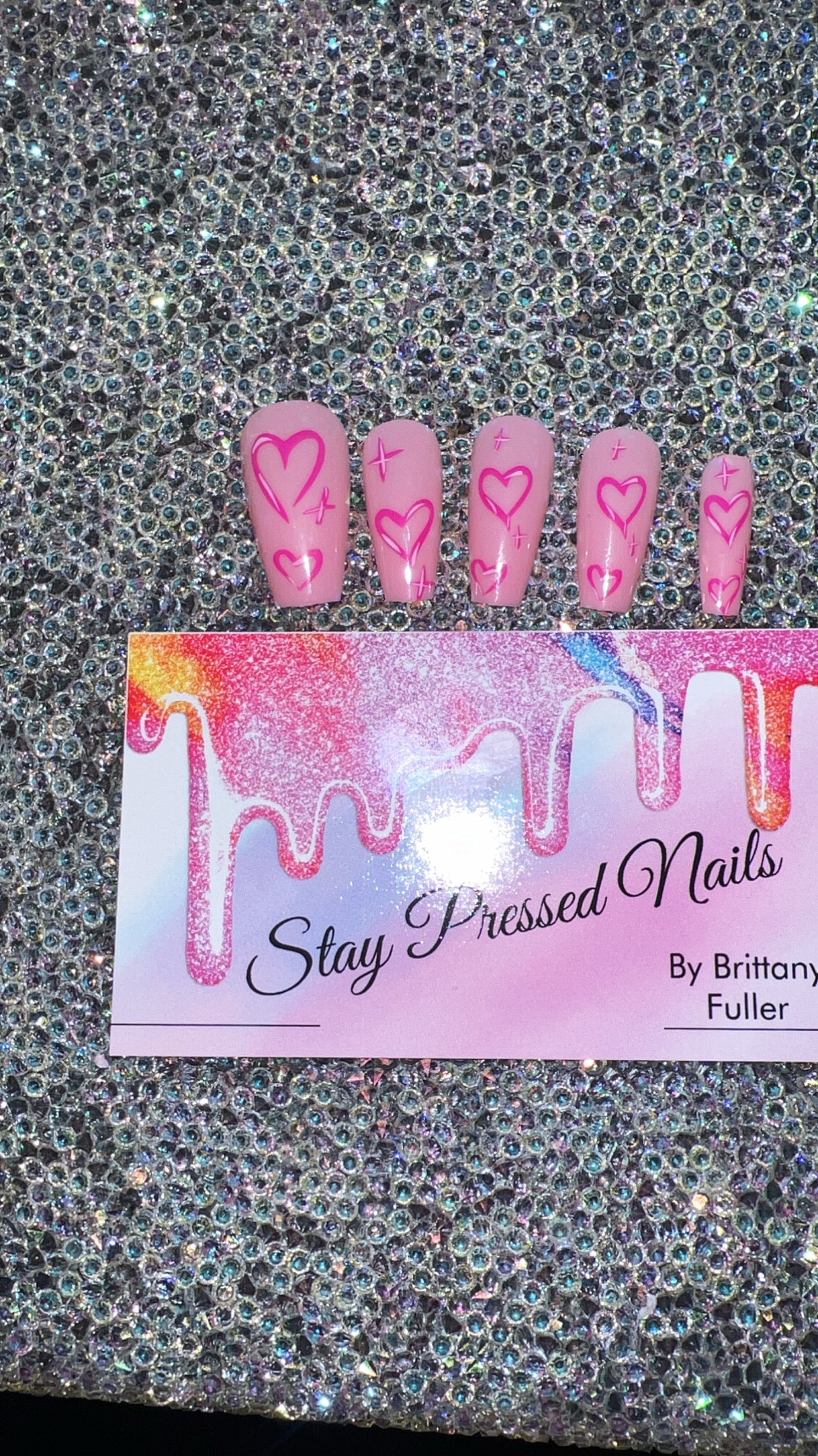 Airbrush Heart Press On Nails